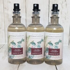 Bath Body Works Aromatherapy Tea Tree Peppermint Essential Oil Mist Set of 3 NEW